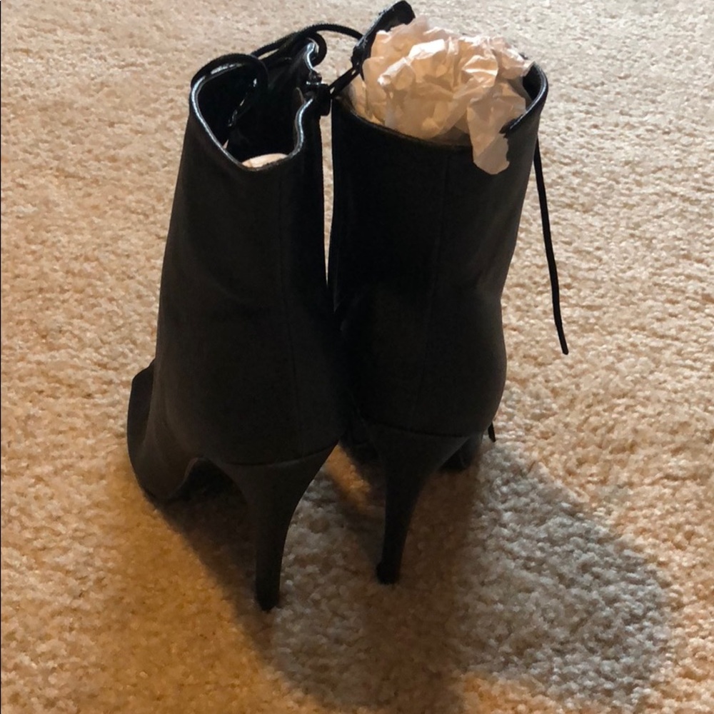 Black Peep Toe Lace Up Heel